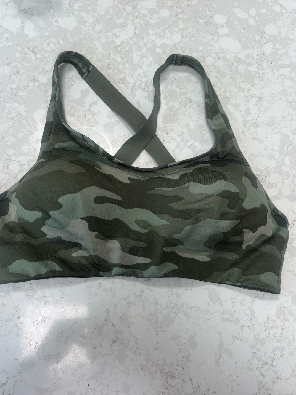 PINK Victoria's Secret Olive Green Camo Cross-Back Sports Bra